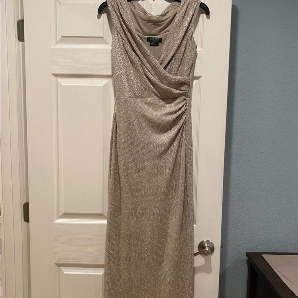 Long soft metallic gown